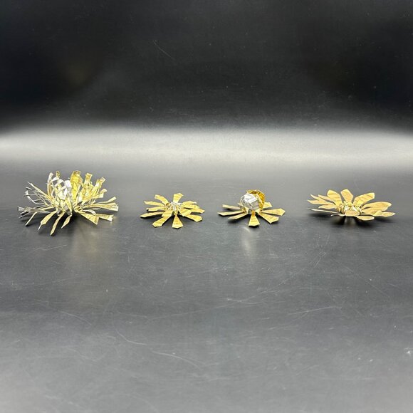 Vintage Atomic Flower Christmas Ornaments Aluminum Handmade Mid Century Modern - Picture 3 of 8